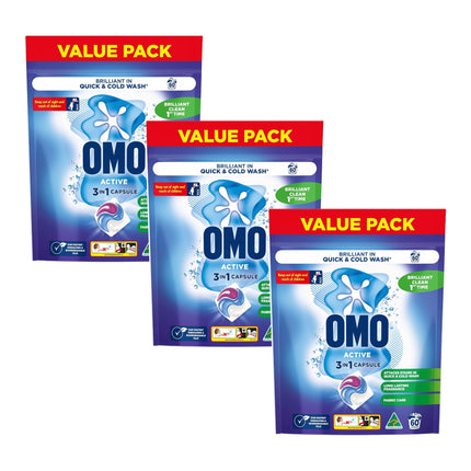 Omo 3 in 1 Active x 180 Laundry Capsules-2029334126359875584