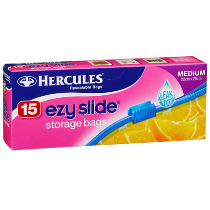 Hercules Ezy Slide Medium Storage Bags 15pk x3-2017004934934958081