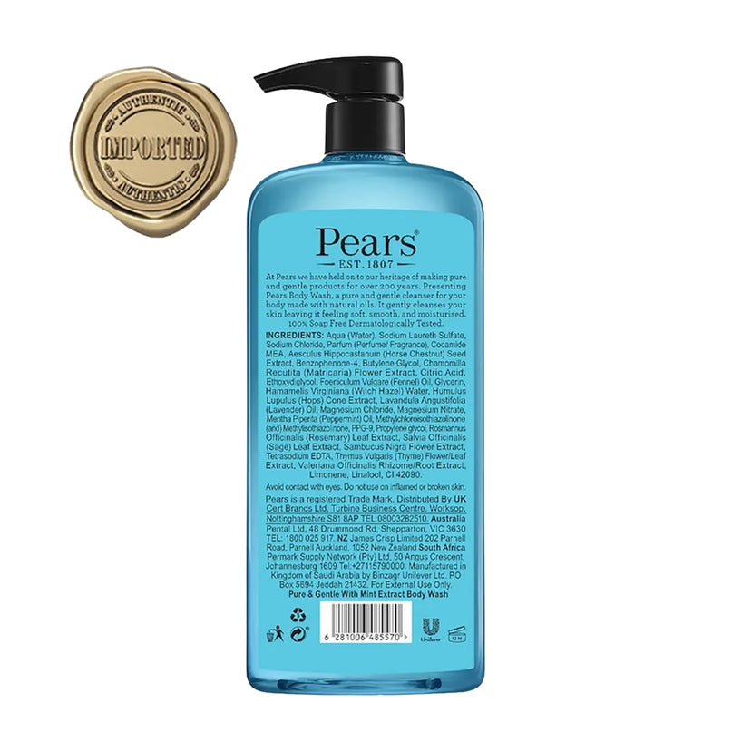 Pears Body Wash for Glowing Skin with Mint Extract 500mL x2-2029334127479754753
