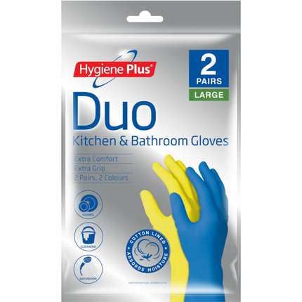 Hygiene Plus Duo Kitchen and Bathroom Gloves 2pk (Large) x6-2029334115299495937