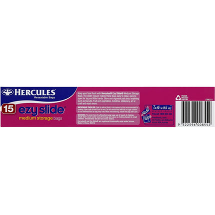 Hercules Ezy Slide Medium Storage Bags 15pk x10-2017004934754603011