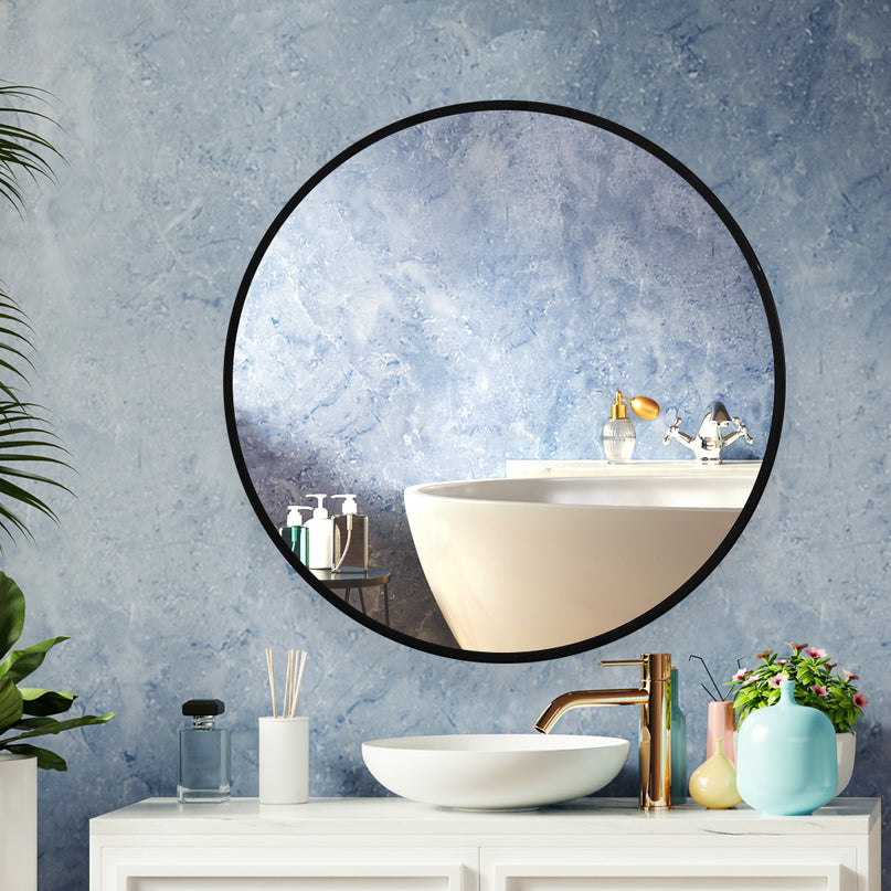Wall Mirror Round Shaped Bathroom Makeup Small-2029387281844015110