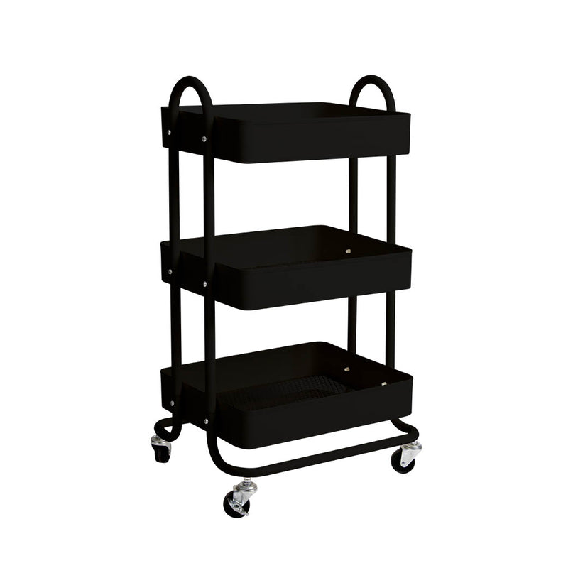 Levede 3 Tiers Kitchen Trolley Cart Black-2018816732868775936
