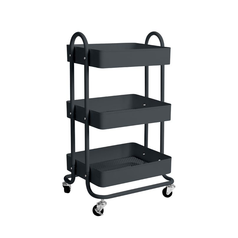 Levede 3 Tiers Kitchen Trolley Cart Grey-2018816738329759744