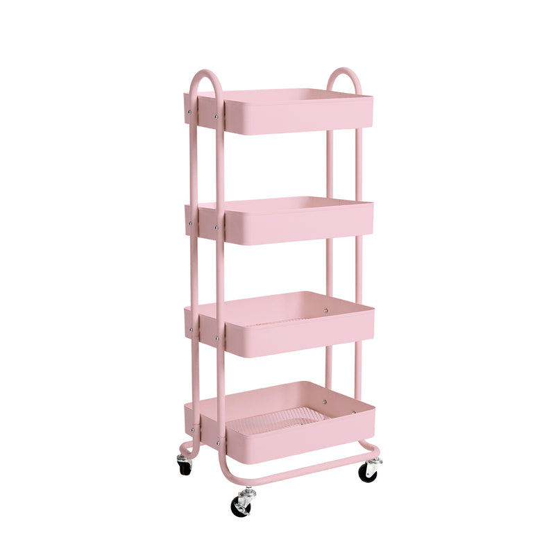 Levede 4 Tiers Kitchen Trolley Cart Pink-2018816727307128832