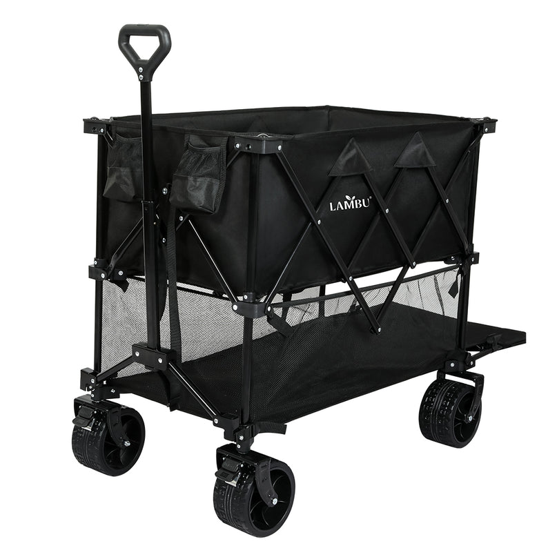 Lambu Folding Wagon Cart Double Shelves-2006732894810279936