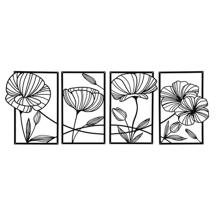Yezi Metal Wall Art 4Pcs Floral Minimalist Line Decor-2006732700534312960