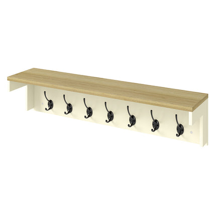 Levede Coat Rack Wall Mounted Shelf 7 Double Hooks Storage Entryway Hallway-2029334093753356288
