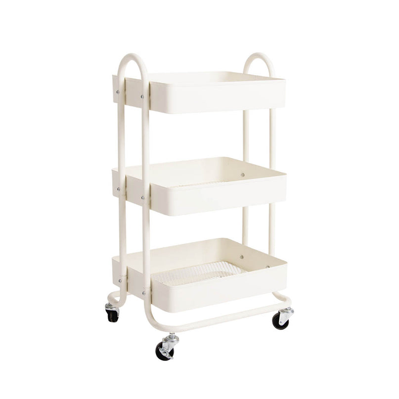 Levede 3 Tiers Kitchen Trolley Cart White-2006733175103033344