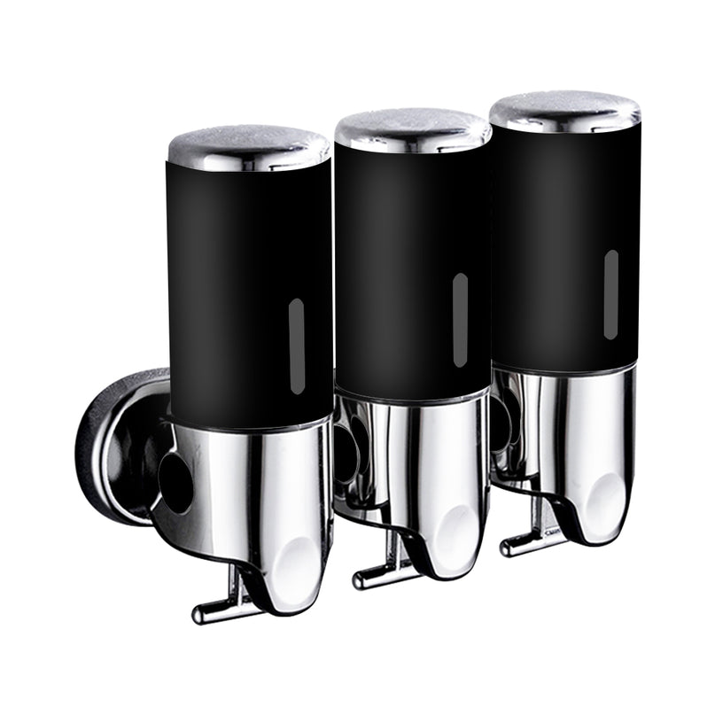 3 Bottles Bathroom Shower Soap Dispenser Black-2018816652975673344