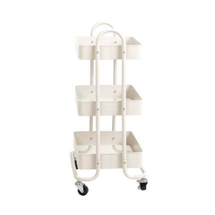 Levede 3 Tiers Kitchen Trolley Cart White-2006733175103033345