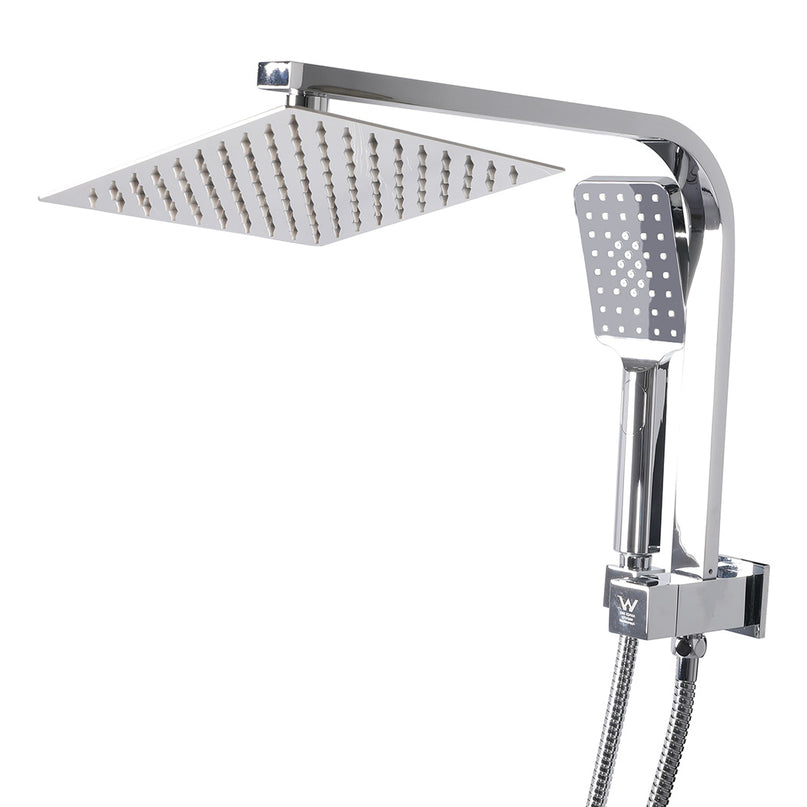 High Pressure Shower Head Set Rain Square Silver-2006733185240666113