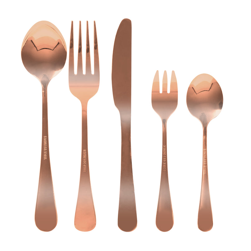 Stainless Steel Cutlery Set Glossy Knife Rose Gold-2006733055871553537