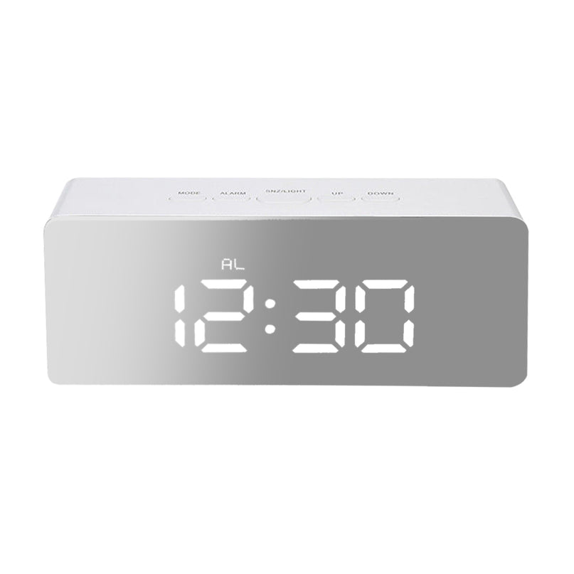 Alarm Clock Digital Led Mirror Desk Silver-2018816653667733505