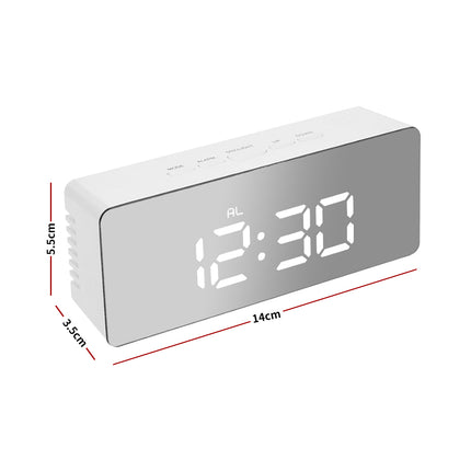 Alarm Clock Digital Led Mirror Desk Silver-2018816653667733506