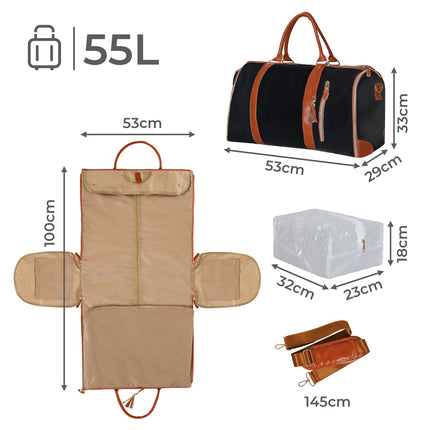 Slimbridge Garment Bags 2 in 1 Hanging Suit Bag Black-2029387203603468290