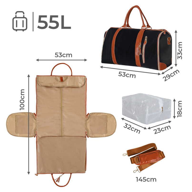 Slimbridge Garment Bags 2 in 1 Hanging Suit Bag Black-2029387203603468290