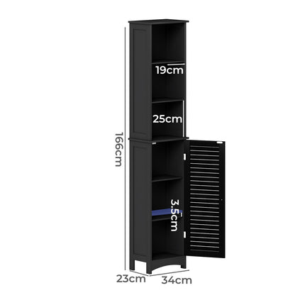 Levede Tall Bathroom Cabinet Storage 166cm Tallboy Cupboard Adjustable Shelf-2029334091123527682
