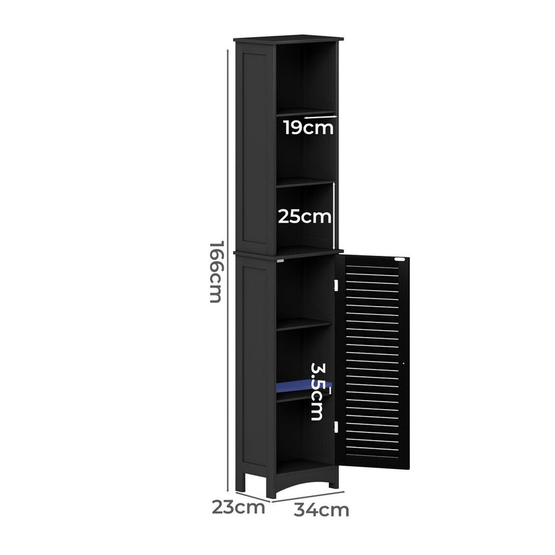 Levede Tall Bathroom Cabinet Storage 166cm Tallboy Cupboard Adjustable Shelf-2029334091123527682