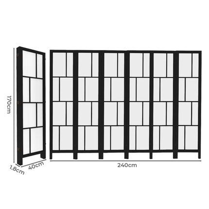 Levede 6 Panel Room Divider 170cm Freestanding Screen-2006733394888757250