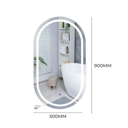 EMITTO LED Wall Mirror Oval Anti-fog 50x90cm-2018816869666000898
