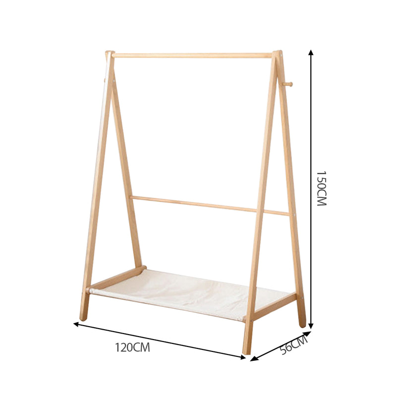 Levede Clothes Rack Wooden Wardrobe Natural-2006733282464632834