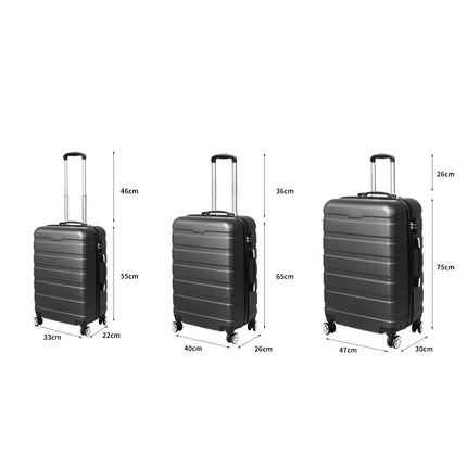 Slimbridge 3PC Luggage sets Suitcase Dark Grey-2006733066512502786