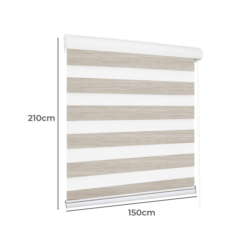 Marlow Blackout Zebra Roller Blind Curtains 150x210 Beige-2029387284964577282