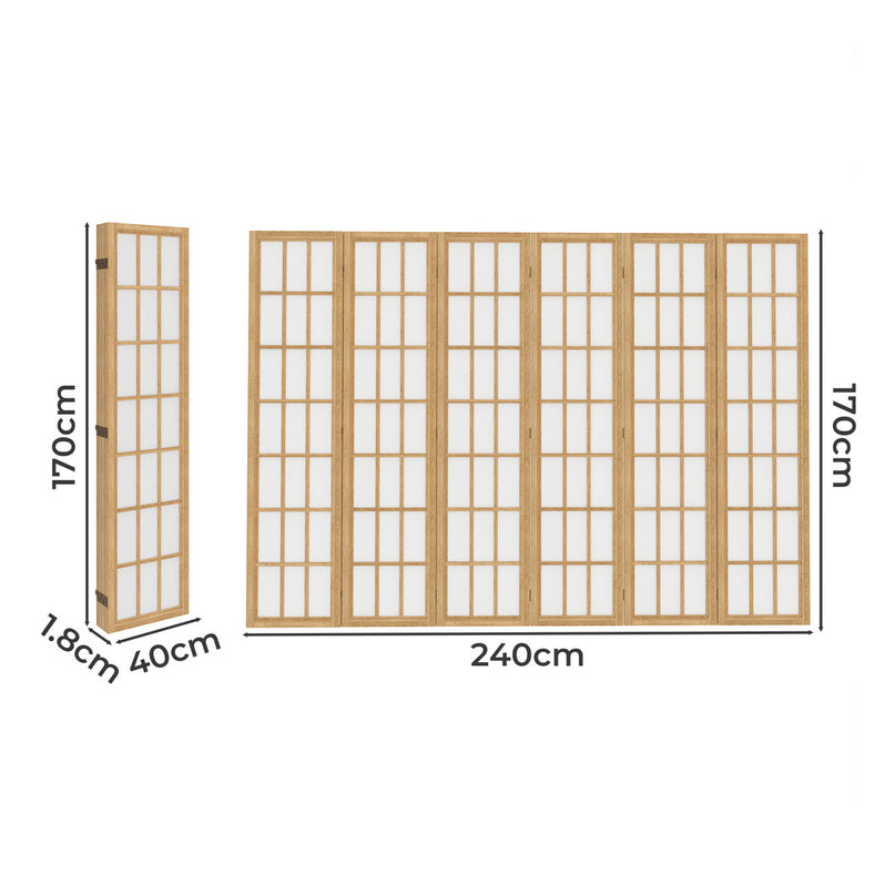 Levede 6 Panel Room Divider 170cm Freestanding Screen-2006732767794171906