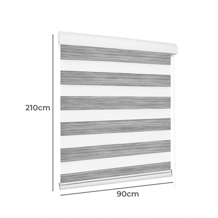Marlow Blackout Zebra Roller Blind Curtains 90x210 Grey-2018816733489532930