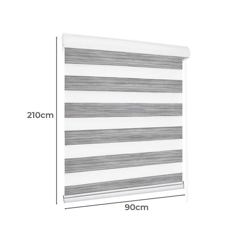 Marlow Blackout Zebra Roller Blind Curtains 90x210 Grey-2018816733489532930