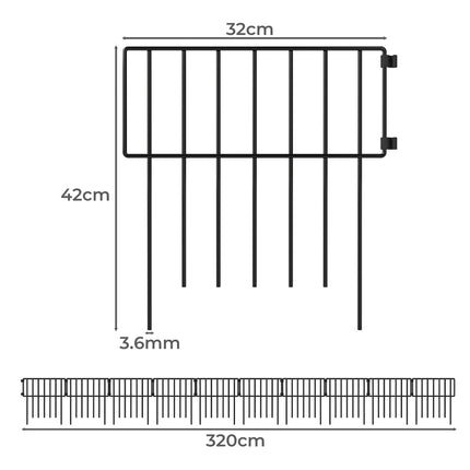 Mountview 10 Pcs Garden Fence Border Rustproof Metal-2006733422592135170