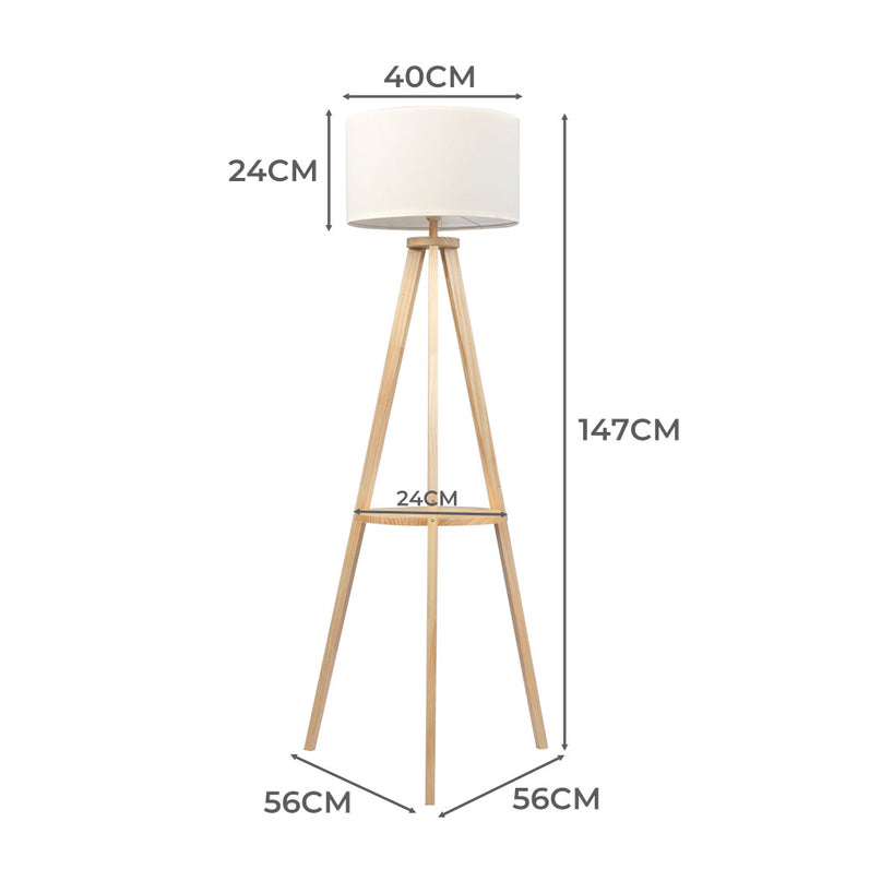 EMITTO Tripod Floor Lamp with Shelf-2018816831451697154
