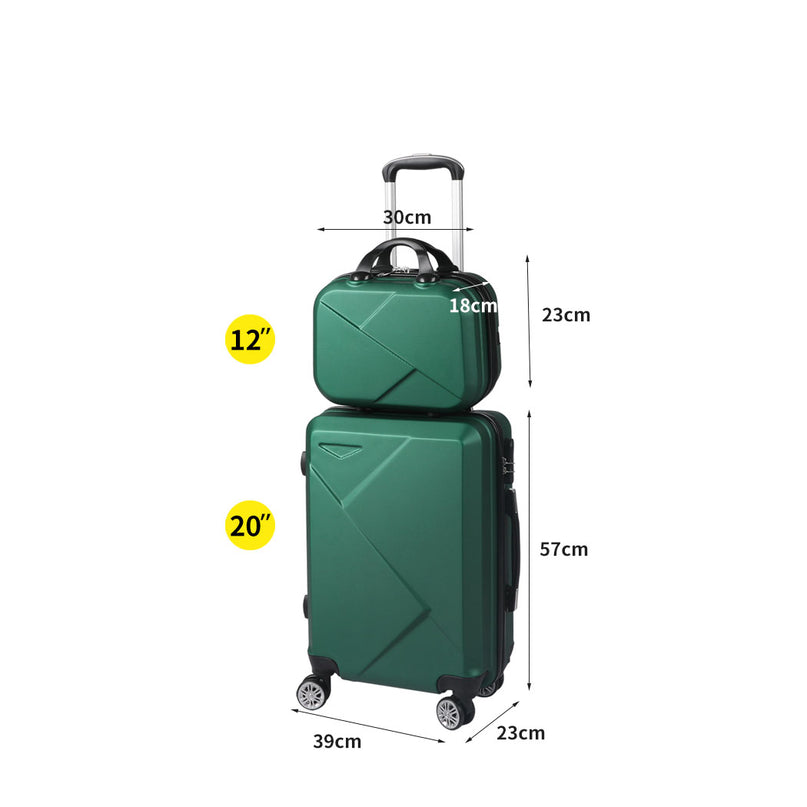 Slimbridge 2pcs 20"Travel Luggage Set Green-2006733062121066498