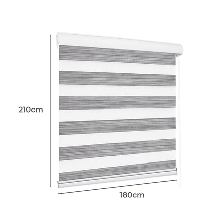 Marlow Blackout Zebra Roller Blind Curtains 180x210 Grey-2018816836891709442