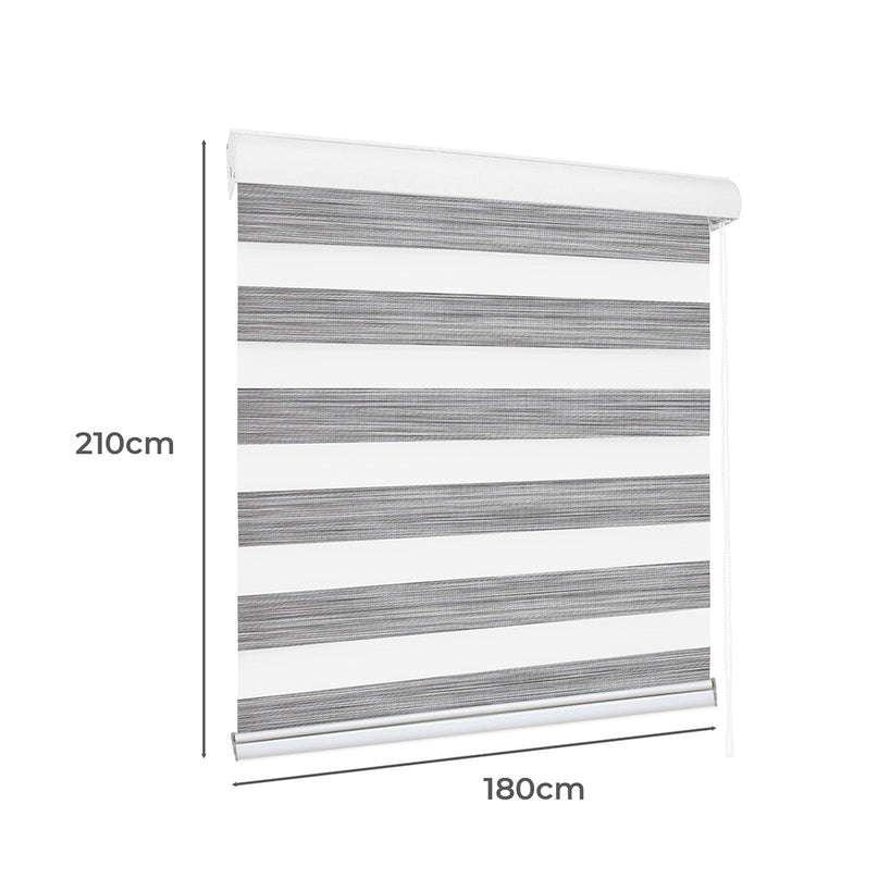 Marlow Blackout Zebra Roller Blind Curtains 180x210 Grey-2018816836891709442