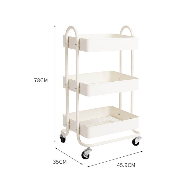 Levede 3 Tiers Kitchen Trolley Cart White-2006733175103033346