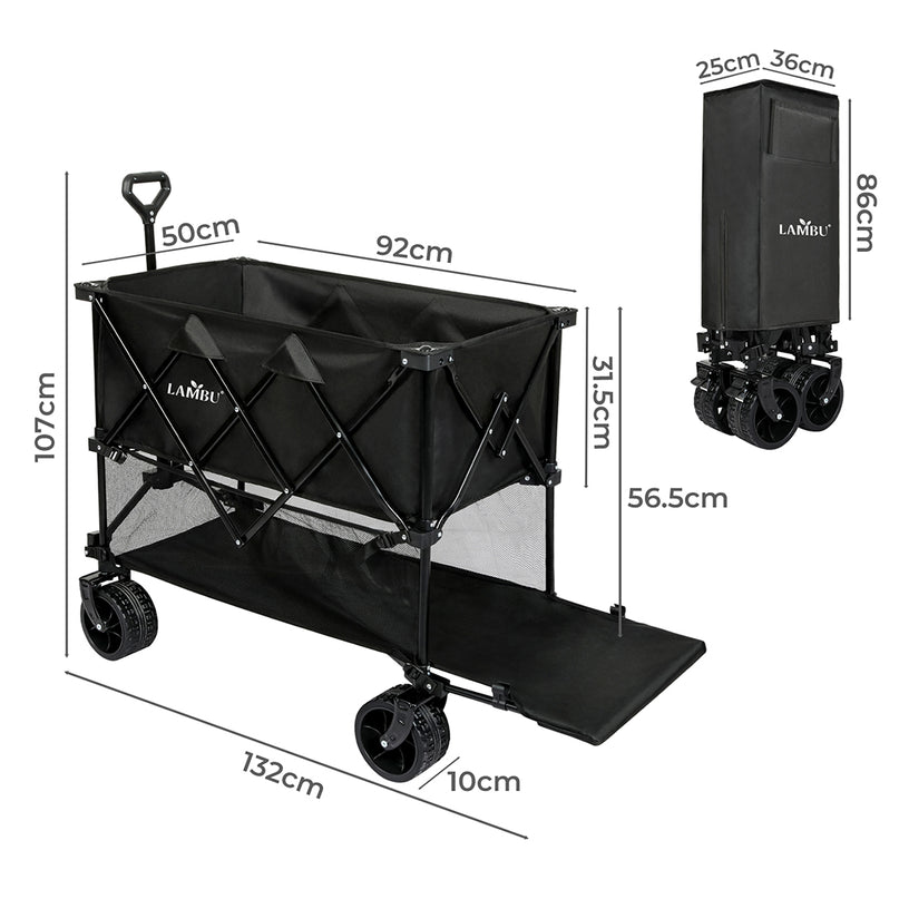 Lambu Folding Wagon Cart Double Shelves-2006732894810279938