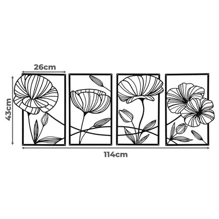 Yezi Metal Wall Art 4Pcs Floral Minimalist Line Decor-2006732700534312962