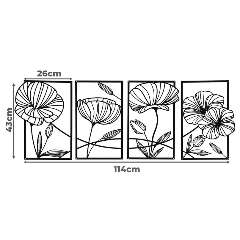 Yezi Metal Wall Art 4Pcs Floral Minimalist Line Decor-2006732700534312962