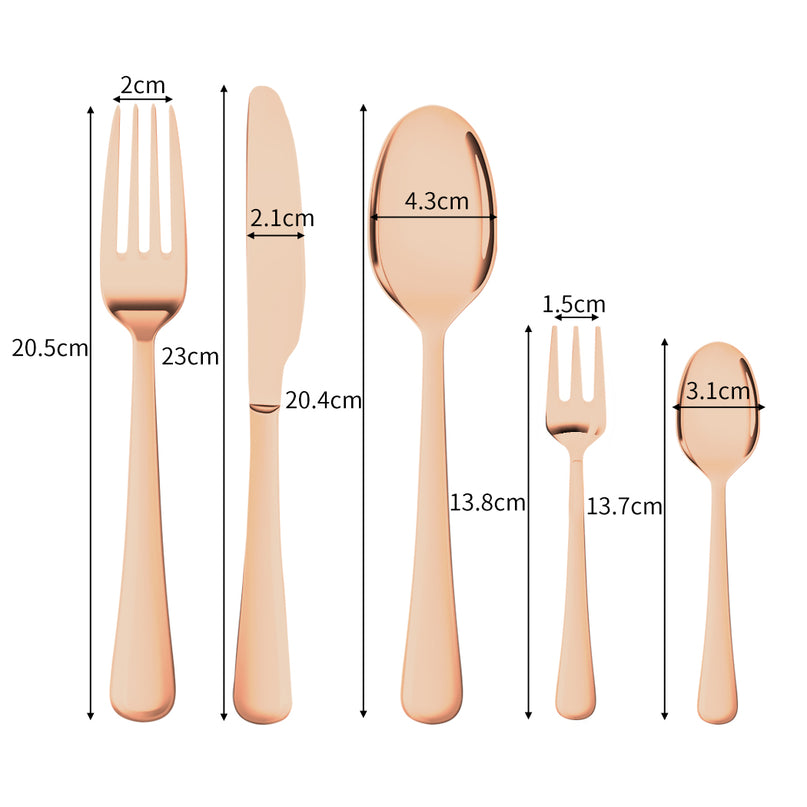 Stainless Steel Cutlery Set Glossy Knife Rose Gold-2006733055871553538