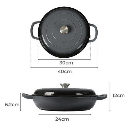 3.5L Enamel Dutch Oven Pan in Black Colour-2018816805572841474