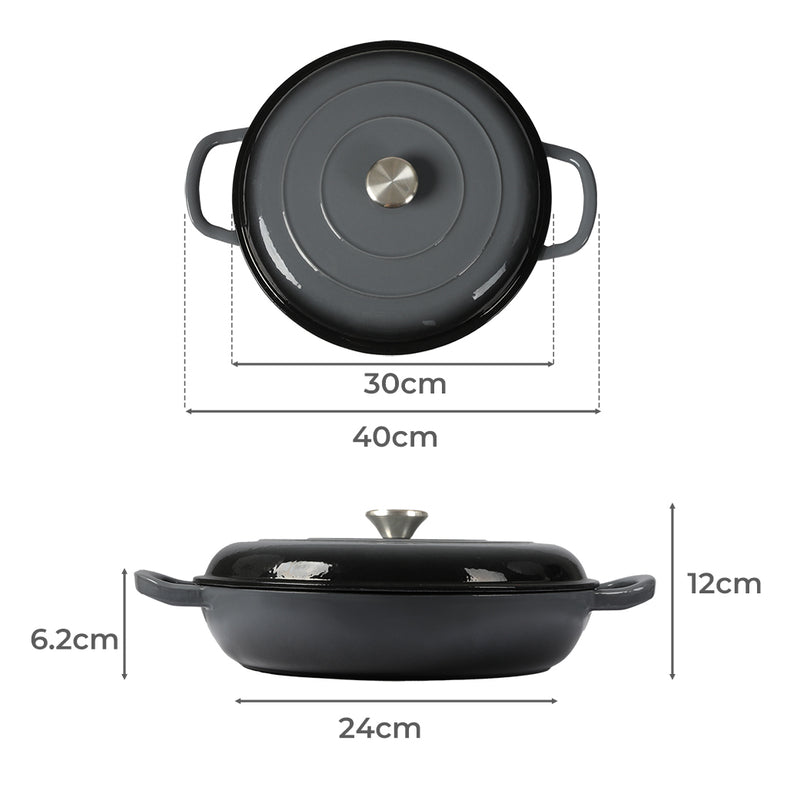 3.5L Enamel Dutch Oven Pan in Black Colour-2018816805572841474
