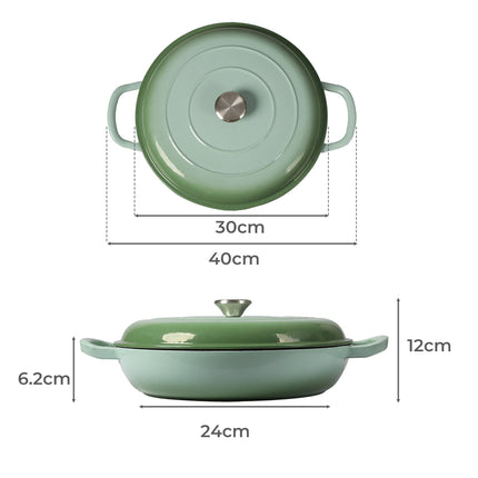 TOQUE 3.5L Enamel Dutch Oven Pan in Green Colour-2018816802724909058