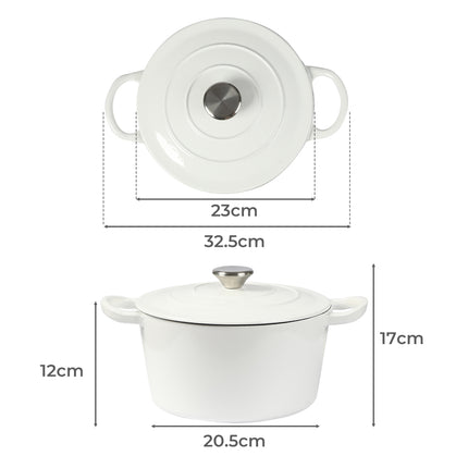 TOQUE 4L Enamel Dutch Oven Pot in White Colour-2018816786526507010