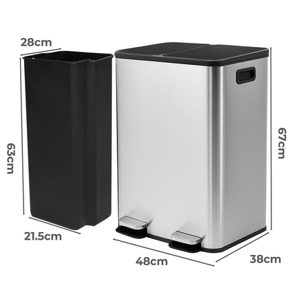 Toque 60L Pedal Bin Kitchen Waste Can Recycling Dustbin-2018816874996961282