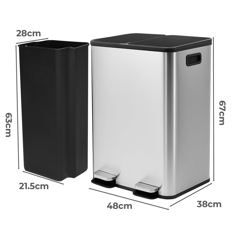 Toque 60L Pedal Bin Kitchen Waste Can Recycling Dustbin-2018816874996961282