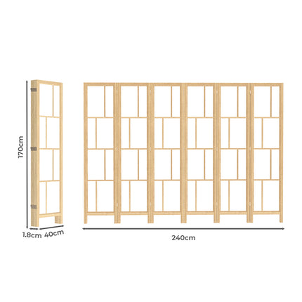 Levede 6 Panel Room Divider 170cm Freestanding Screen-2006733395052335106