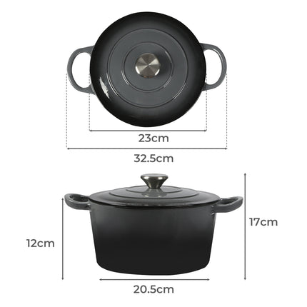 TOQUE 4L Enamel Dutch Oven Pot in Black Colour-2018816771812888578