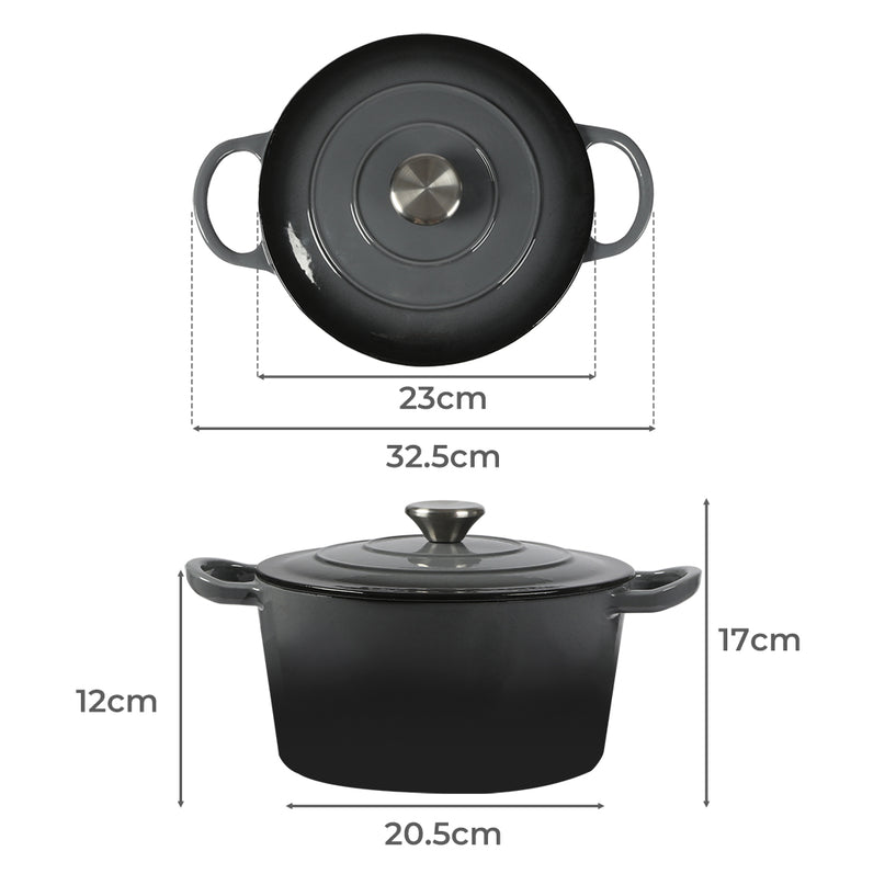 TOQUE 4L Enamel Dutch Oven Pot in Black Colour-2018816771812888578